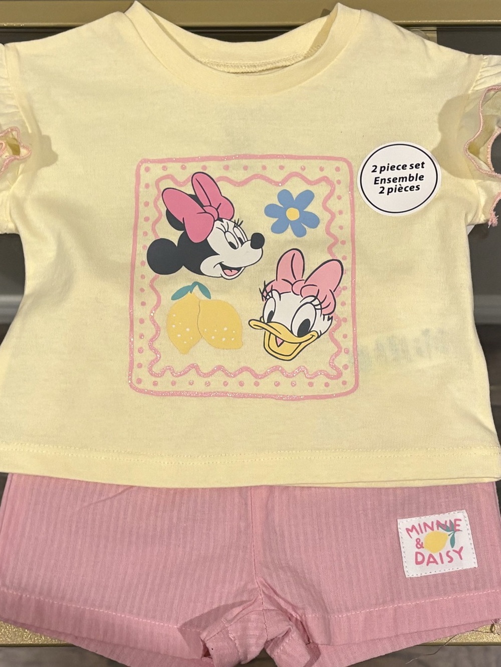 Disney Minnie & Daisy Two-Piece Set in Pink & Yellow 0-3M
